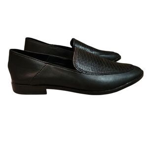 Dolce Vita Stella Black Leather Loafers Womens Size 7.5M Croc Embossed Preppy